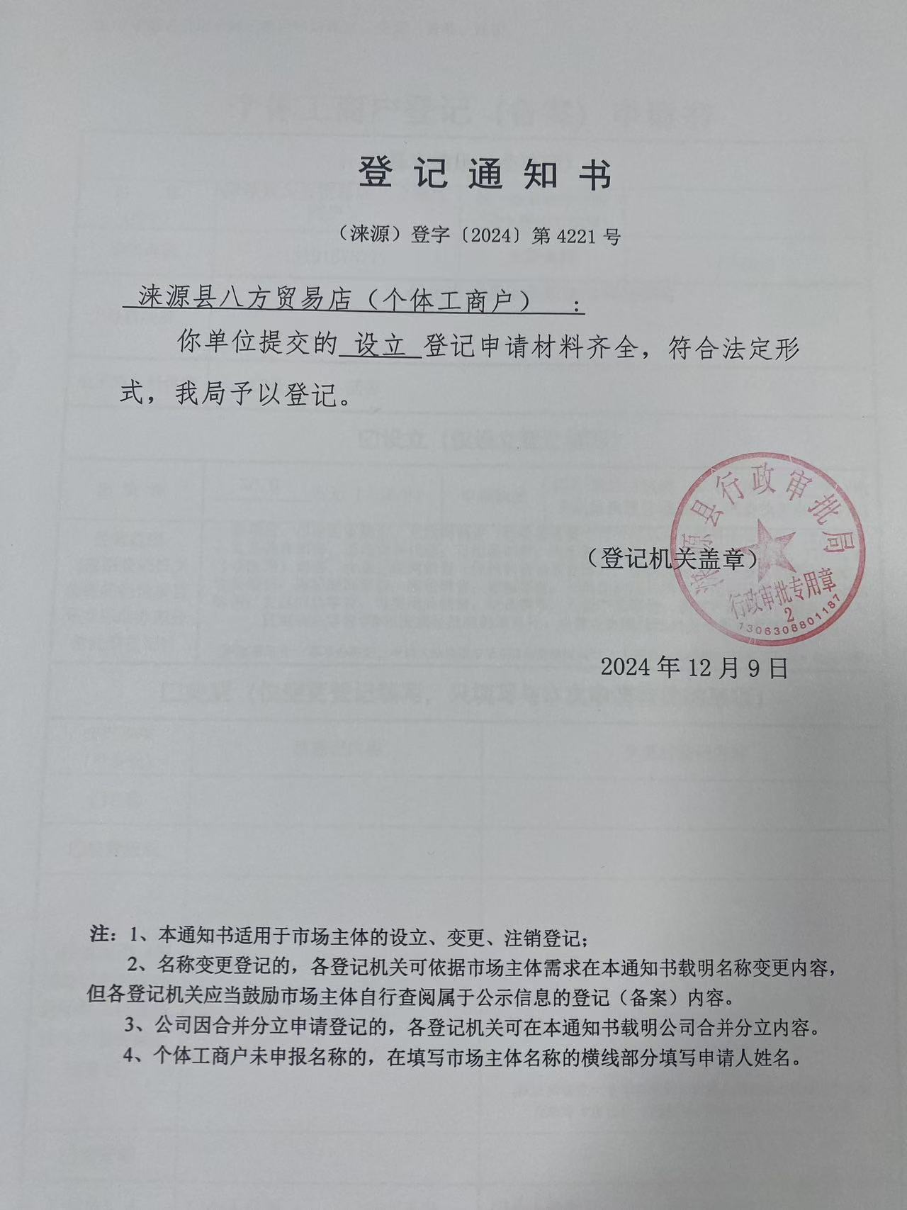 涞源县八方贸易店登记通知书.jpg