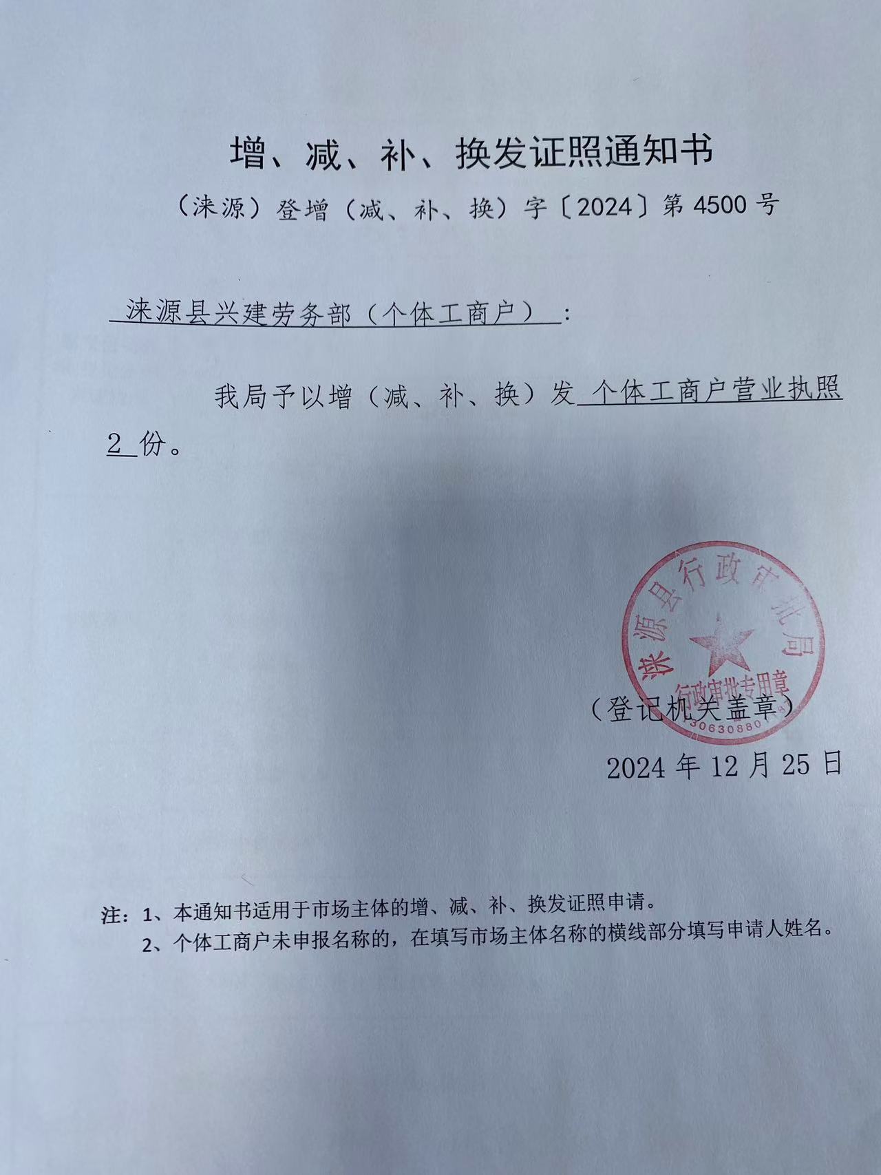 涞源县兴建劳务部增、减、补、换发证照通知书.jpg