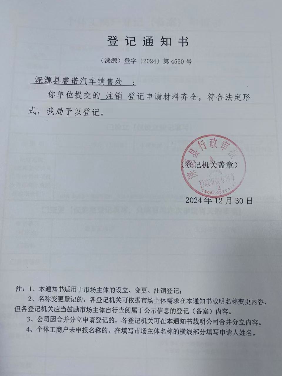 涞源县睿诺汽车销售处登记通知书.jpg