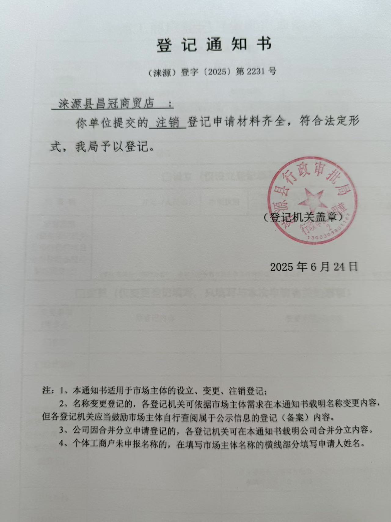 涞源县昌冠商贸店登记通知书.jpg