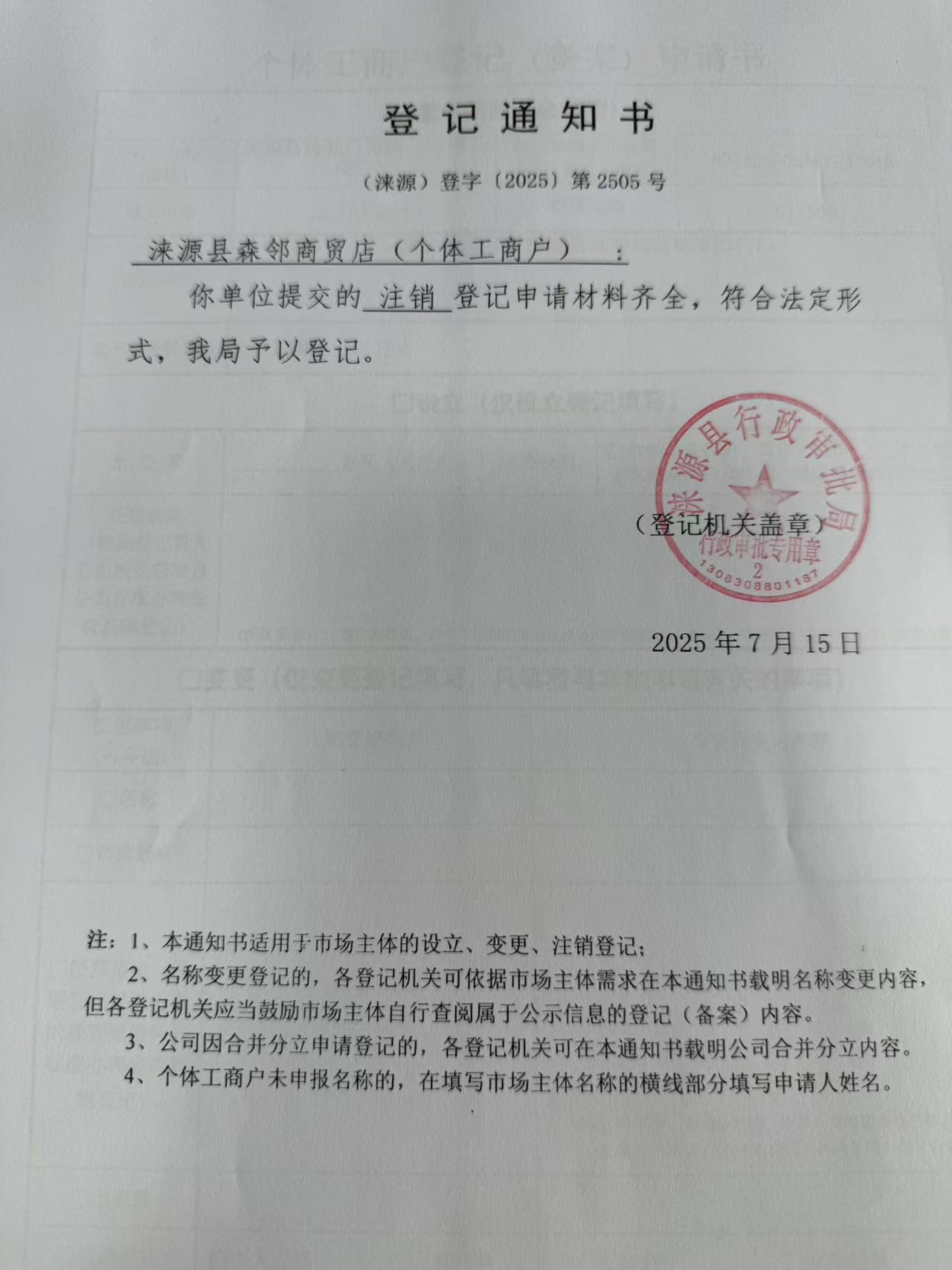 涞源县森邻商贸店登记通知书.jpg